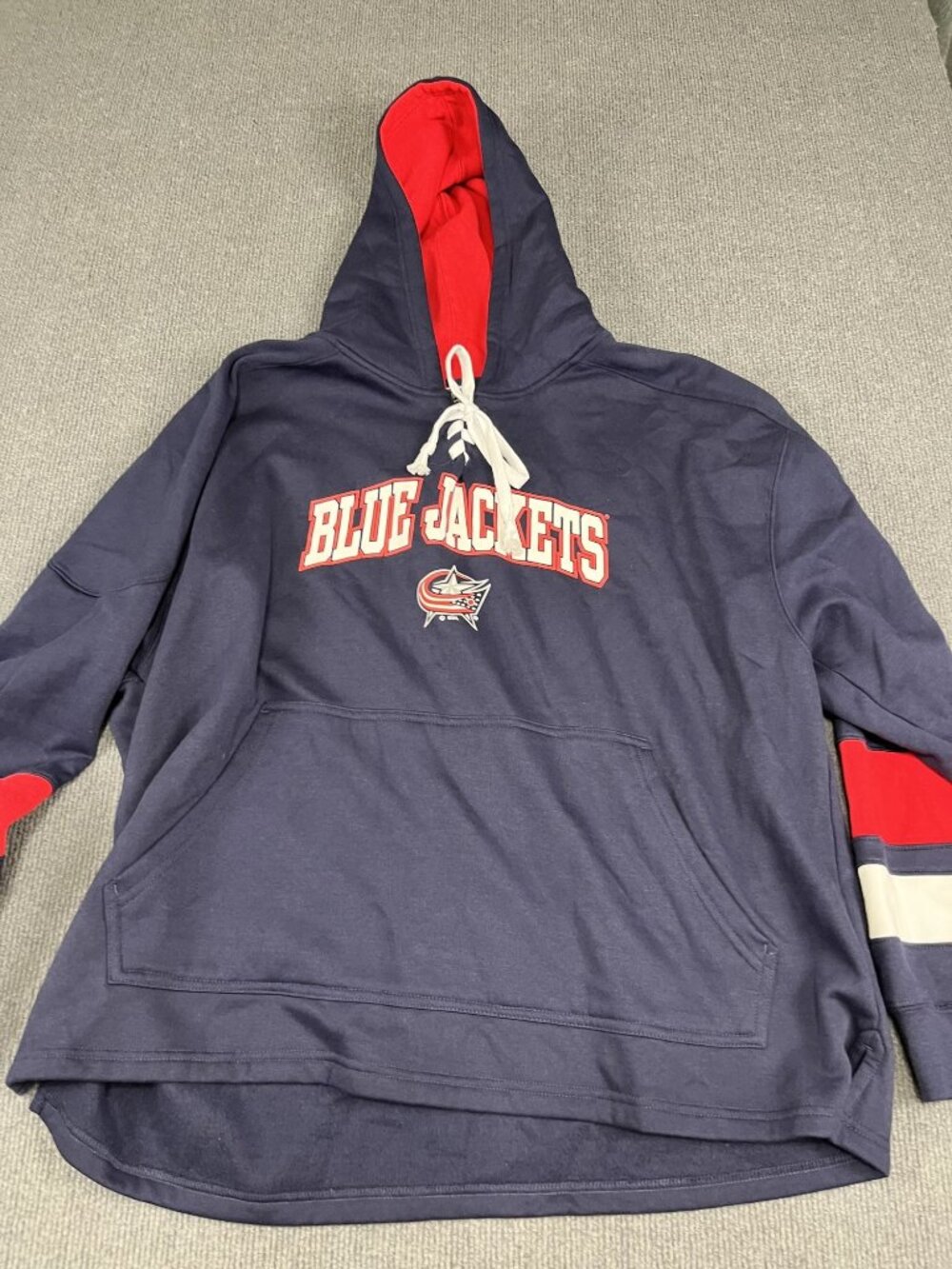 NHL Blue Jackets Mens Navy & Red Pullover Hoodie 2XL